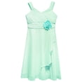 thumbnail image 3 of MSemis Kids Girls Elegant Flower Girl Dress Sleeveless Ruched Bodice Cascading Ruffle Wedding Party Dress Mint Green 16, 3 of 5