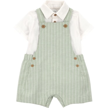Carter's Child of Mine IB 2PC Shortall Set - Green Stripe