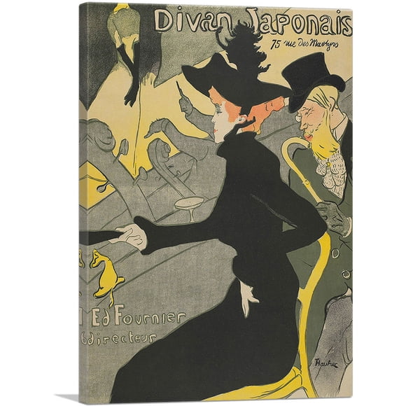 ARTCANVAS Divan Japonais 1893 Canvas Art Print by Henri De Toulouse-Lautrec - Size: 26" x 18" (1.50" Deep)