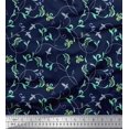 thumbnail image 1 of Soimoi Blue Rayon Fabric Artistic Leaves Printed Fabric 1 Yard 42 Inch Wide, 1 of 3