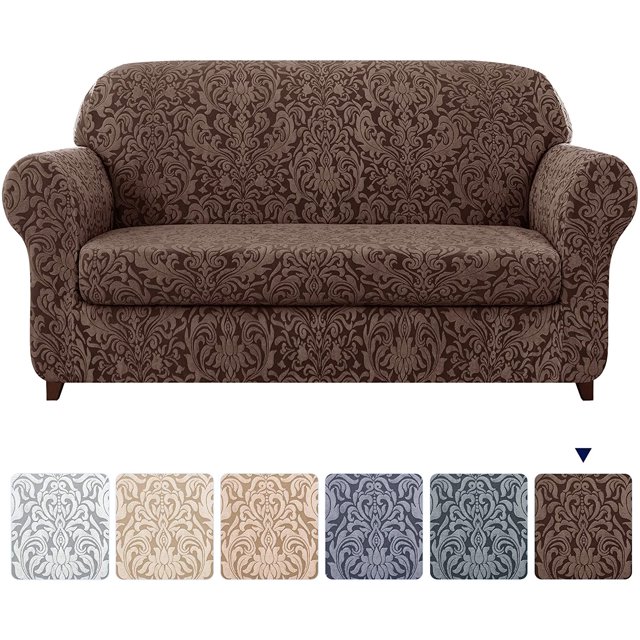 Subtrex Housse Extensible 2 Pcs Lavable pour Fauteuil/coussin d'Amour/sofa/TG-Sofa, Motif Damassé Jacquard