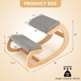 thumbnail image 3 of Gymax Ergonomic Kneeling Chair Wood Rocking Posture Stool w/ Cushion Back Neck Grey, 3 of 10