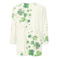 thumbnail image 4 of Diufon T-Shirts de la Saint-Patrick pour Femmes, Grande Taille, Imprimé Trèfle, Manches 3/4, Col Rond, 4 of 5