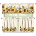 thumbnail image 1 of Fall Kitchen Curtain and Valance Set Yellow Sunflower Thanksgiving Cafe Bar Window Curtains Bright Floral Light Filtering 24" Length Tier and Valance for Farmhouse Country 3 Pcs Window Curtain, 1 of 5