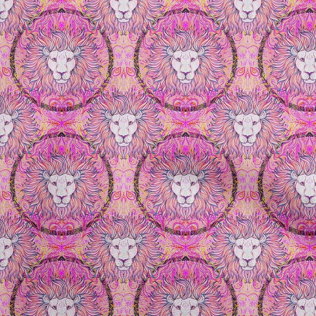 oneOone Velvet Pink Fabric Lion Face Sewing Craft Projects Fabric Prints by Yard 58 Inch Wide