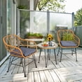 thumbnail image 1 of Costway Ensemble Bistro de Patio en Rotin 3 Pcs Chaise et Table Coussinées Gris, 1 of 10