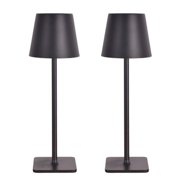 Mainstays LED Rechargeable Table Lamp, Matte Black Metal, 2 pack