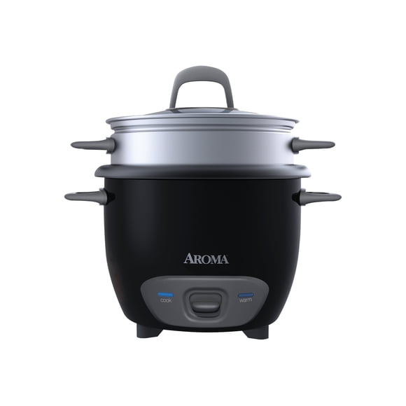 Aroma Housewares 6-Cup (Cooked) Pot-Style Rice Cooker and Food Steamer, Black ARC-743-1NGB