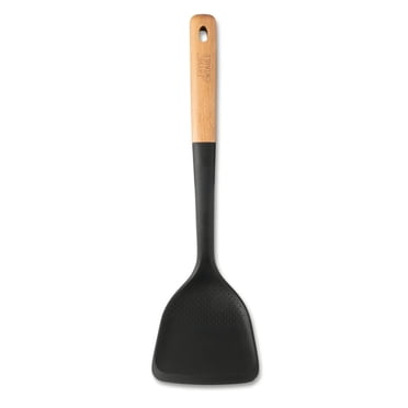 Thyme & Table Food-Safe Silicone Turner with Beechwood Handle, Black