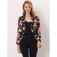 thumbnail image 3 of INSPIRE CHIC Blazer pour Femme à devant Ouvert Veste de Tailleur Courte d'Été pour le Travail m Noir Rouge à Fleurs, 3 of 5
