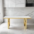 thumbnail image 4 of Cordelia Dining Table With Polished Stainless Steel Frame And White Faux Marble Top, 4 of 4