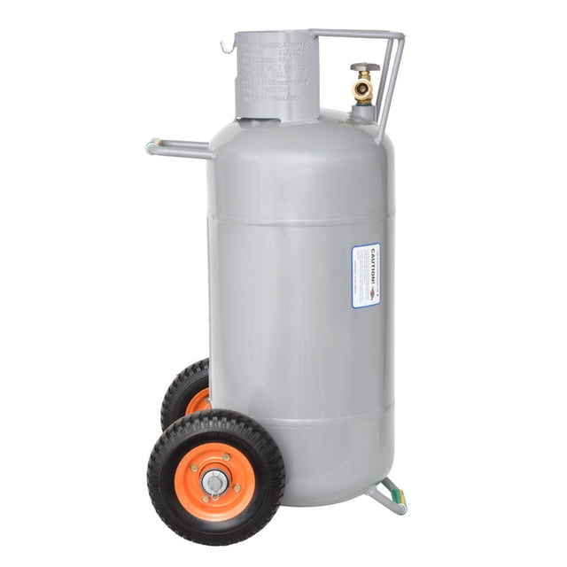 Flame King Propane Tank YSN40HOG 40 Pounds; Horizontal And Vertical Mount; With POL And Wheels
