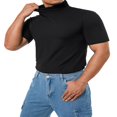 thumbnail image 3 of T-Shirt à Col Montant pour Homme à Manches Courtes, Chandail de Base, Tricot de Corps Extensible, Haut Léger, 3 of 6