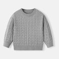 thumbnail image 2 of SERTG Child and Child Sweater Kids Fall Solid Color Plaid Kids Crew Neck Soft Knit Pullover Tops Winter Long Sleeve Round Neck Sweaters(Gray,4-5 Years), 2 of 6