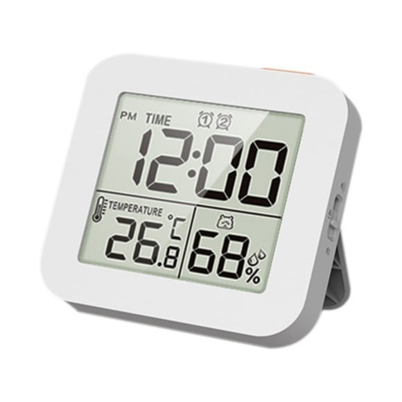 Hygromètre Thermomètre Numérique avec Horloge, Moniteur d'Humidité et de Température, Compteur d'Environnement Intérieur pour la Maison Ou le Bureau, Fonctionnalités, Minuterie, Chronomètre, Alarmes Doubles