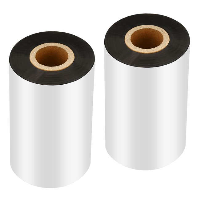 Unique Bargains 4.33'x918' (110mmx280m) Wax Thermal Transfer Ribbon, 2 Roll 1' Core Ink Out Barcode Printer Ribbon, Black