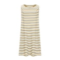 thumbnail image 3 of yoeyez Robes d'Été pour Femmes 2025 Grande Taille Décontractées à Rayures Débardeur Mini Robe d'Été Col Rond Coupe Ample Sans Manches Robe de Vacances Plage avec Poches Jaune,P, 3 of 5