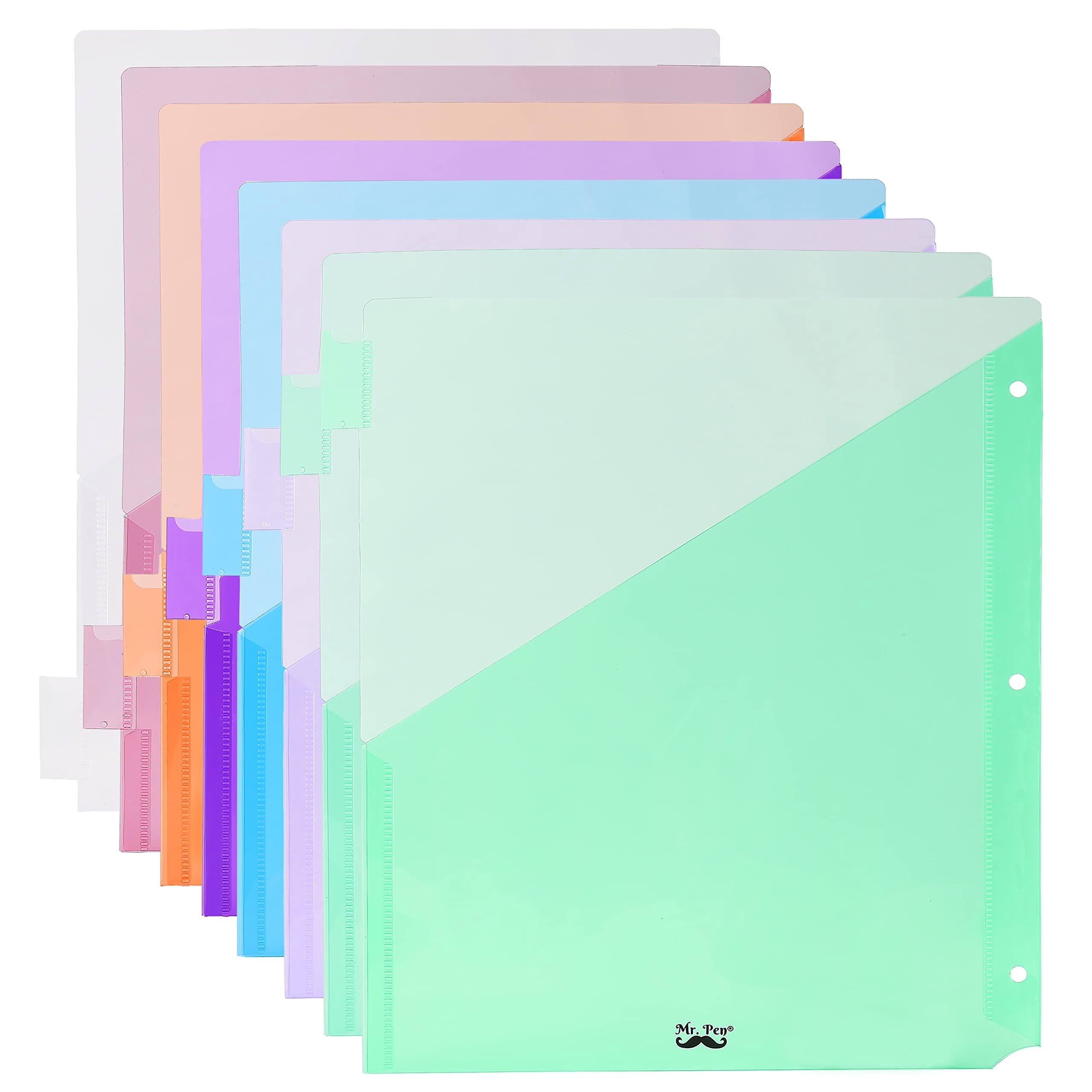 Mr. Pen Binder Dividers with Tabs, 8 Pack - Plastic with Pockets