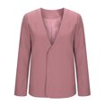 thumbnail image 4 of Women's Solid Color V-Neck Long Sleeve Casual Blouse Top Polyester Suit Jacket for Fall and Spring, 4 of 6