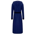 thumbnail image 4 of Men's Color Blocked Velvet Bathrobe Pajama Sleeping Robe with Hood, 4 of 7