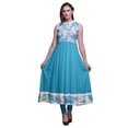 thumbnail image 1 of Bimba Robe Anarkali Teinture sur Nœuds Vert Turquoise pour Femmes Kurti Imprimé Ethnique Indien Longue Kurta Robe de Soirée XXX-Large, 1 of 6