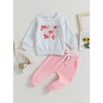 thumbnail image 2 of Faithtur Toddler Girls 2PCS Pants Sets Long Sleeve Letter Print Pullover Tops and Drawstring Pants Sets, 2 of 8