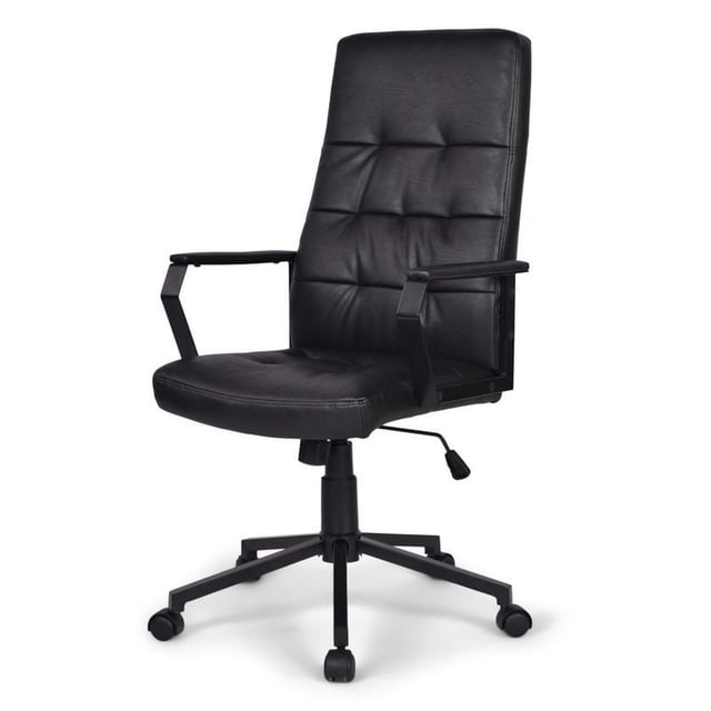 Simpli Home Foley Faux Leather Adjustable Swivel Office Chair in Black