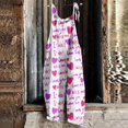 thumbnail image 2 of PMUYBHF Salopette en Denim du 4 Juillet pour Femmes Grande Taille Femme Saint-Valentin Imprimée Rétro Décontractée Simple Combinaison à Bretelles Pantalon, 2 of 4