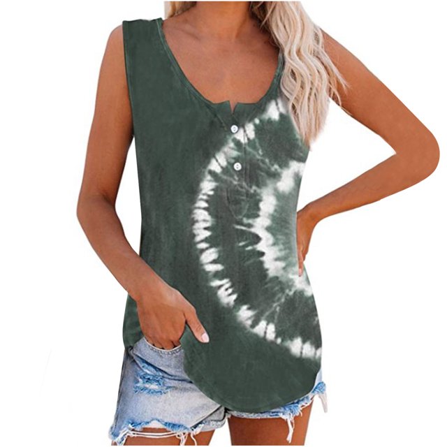 Fridja Womens O Neck Printing Loose Casual Top Vests