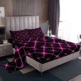 thumbnail image 1 of Erosebridal Geometric Abstract Bed Sheets Set Full Size, Hot Pink Bed Sheets Full, Bling Minimalst Decor 4pcs, 1 of 7