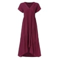 thumbnail image 2 of Ketyyh-chn99 Robes Grande Taille pour Femmes Grande Taille Robe Évasée à Fleurs Robe d'Été Manche à Volants Ample Fluide Plissée Robe Mini Rouge,P, 2 of 4