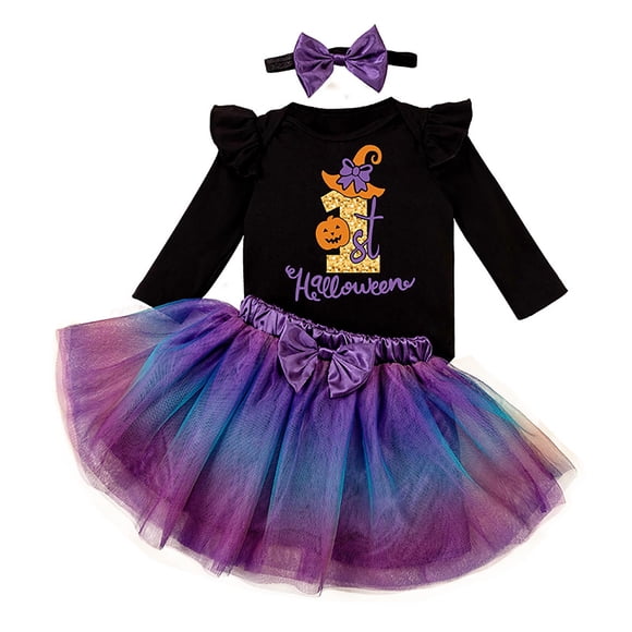 Autumn And Winter Cartoon Pumpkin Hat Long Sleeve Dress Suit, Hallowmas, Outfit Fit for Seasons in Autumn and Winter