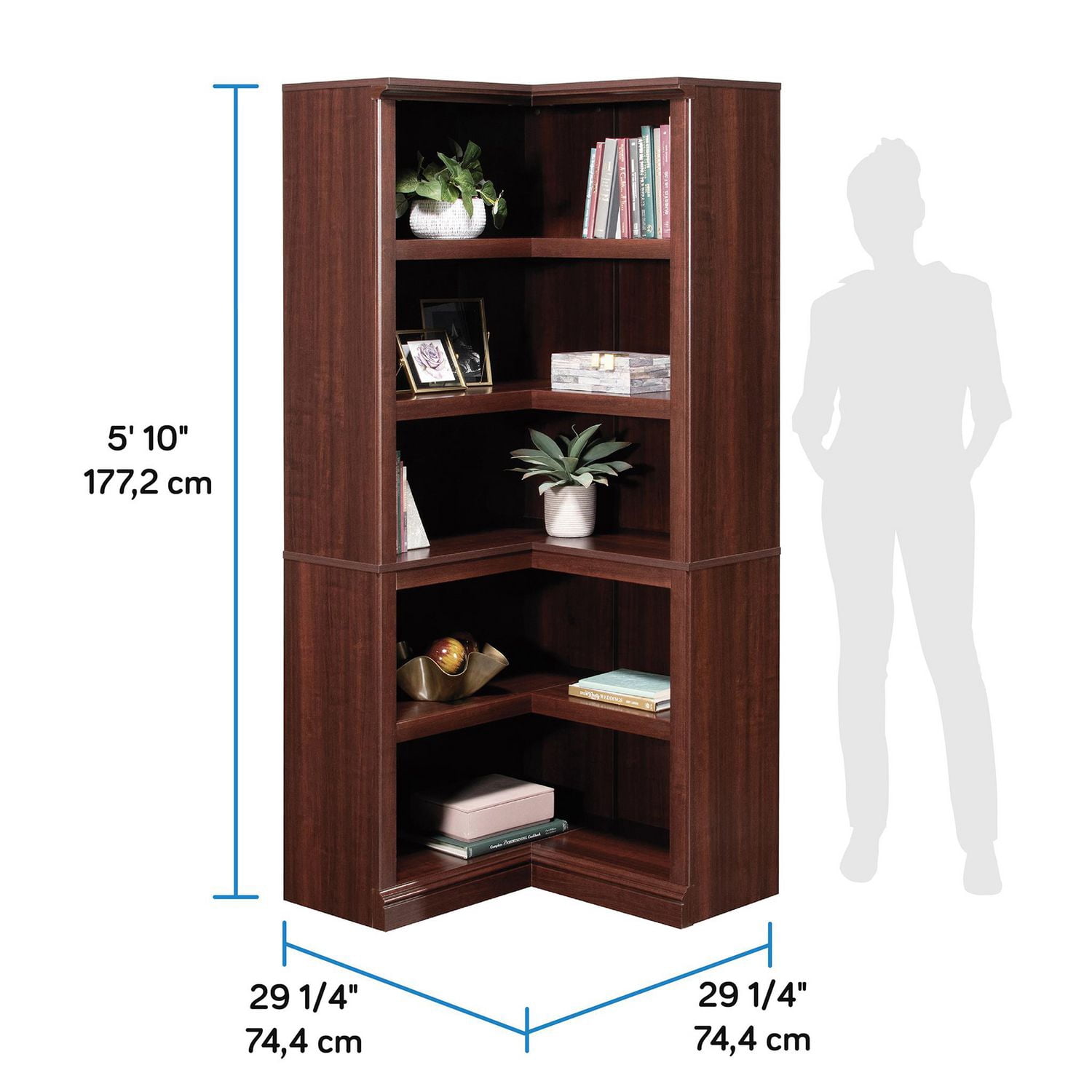 Sauder Select Corner Bookcase, Select Cherry Finish