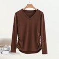 thumbnail image 2 of Kaemgyyd Women's V Neck T Shirts Soft Solid Color Long Sleeve Tops Casual Loose Base Layer Tees Fall Spring Clothes, 2 of 4