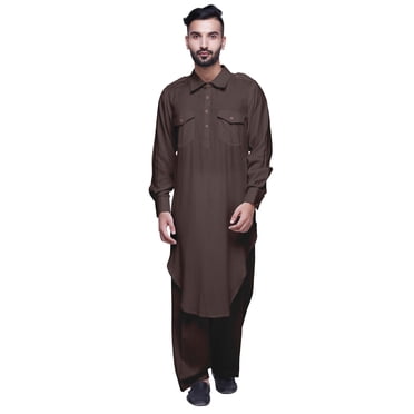 Atasi Kurta Pathani Pyjama pour Hommes à Manches Longues Kurta Long Vêtements Décontractés