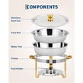 thumbnail image 3 of Plats Anti-Frottement pour Buffet, Ensemble de 2, Serveurs de Buffet Ronds de 5 QT et Ensemble de Réchauds avec Couvercle en Verre, Support et Plateau d'Égouttement, Réchauds en Acier Inoxydable pour Traiteurs et Fêtes, 3 of 13