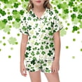 thumbnail image 2 of MIASHUI Pyjama de la Saint-Patrick pour Filles, Haut à Manches Courtes et Shorts, Ensemble 2 Pcs, Vert Clair, 4-5 Ans, 2 of 4