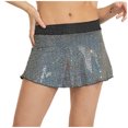 thumbnail image 1 of Birdeem Jupe Courte Extensible Taille Haute Unie à Paillettes pour Femmes, 1 of 5