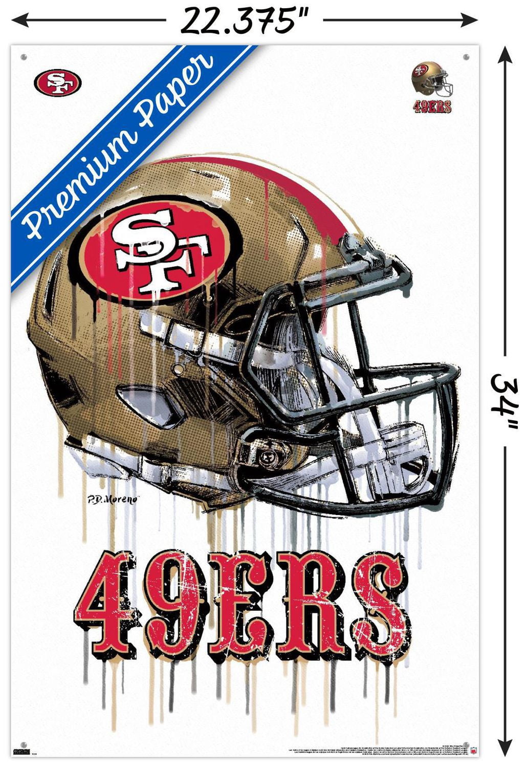 NFL San Francisco 49ers - Drip Helmet 20 Wall Poster with Push Pins