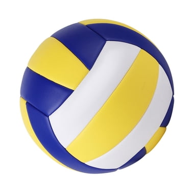Taille 5 Ballon de Volleyball Intérieur en Cuir PU, Balle Récréative avec Pompe à Balle, Jeu de Plage Bleu Jaune