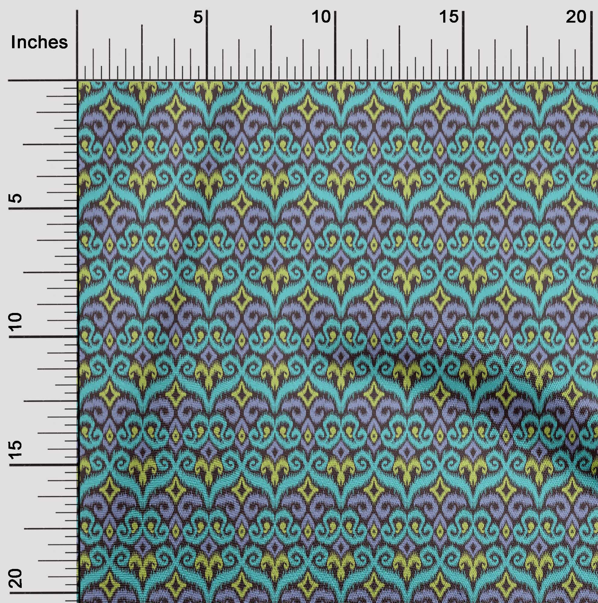 oneOone Cotton Silk Fabric Swirl & Paisley Ikat Printed Craft Fabric BTY 42 Inch Wide