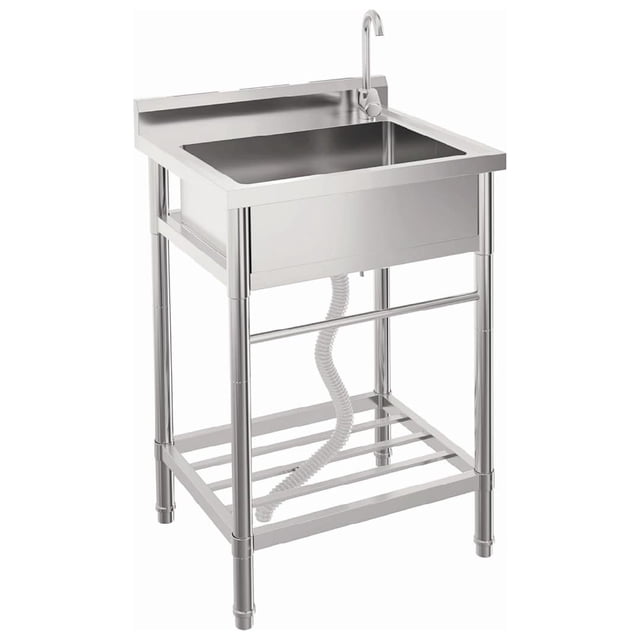 Eastvita 24-Inch Free Standing Sink Single Bowl Stainless Steel Utility Sink with Key Features (NSF)