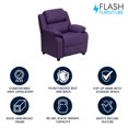 thumbnail image 4 of Deluxe Padded Contemporary Purple Vinyl Kids Recliner with Storage Arms, 4 of 9