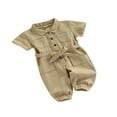 thumbnail image 4 of Girls Fashion Solid Color Pocket Single-Breasted Long Sleeve Jumpsuit, 4 of 8