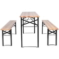 thumbnail image 2 of Patiojoy 70" 3-Piece Folding Beer Table Wooden Portable Picnic Seating Set, 2 of 8