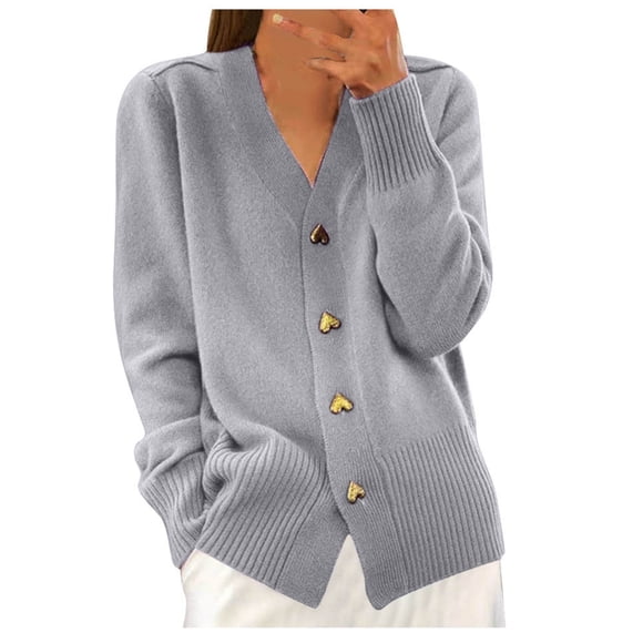 Gubotare Cardigan Sweaters for Women Casual Lightweight Soft Knit V Neck Womens Cardigans Sweater Trendy Fall Winter Clothes (Grey,XL)