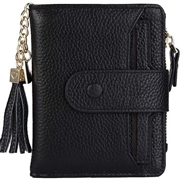 Women's RFID Mini Soft Leather Bifold Wallet With ID Window Card Sleeve Coin Purse