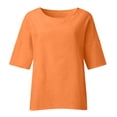thumbnail image 4 of Blouse Chemise Ample pour Femmes d'Été à Manches Raccourcies, Col Rond, Ligne en Coton, 4 of 9