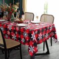 thumbnail image 3 of Christmas Tablecloth Rectangle, Plaid Table Cloth with Snowflake Decorations, Heavy Weight & Spillproof Table Cover for Dining, Party & Holidays (Snow Patterns, Rectangle, 60" x 84" (6-8 Seats)), 3 of 6