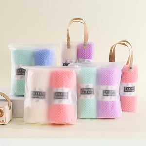 ZZkhGO Cotton Bath Towel Set, Soft Facial Towels 2 Piece Set, Coral Velvet Pineapple Texture Towels for Bathroom Home